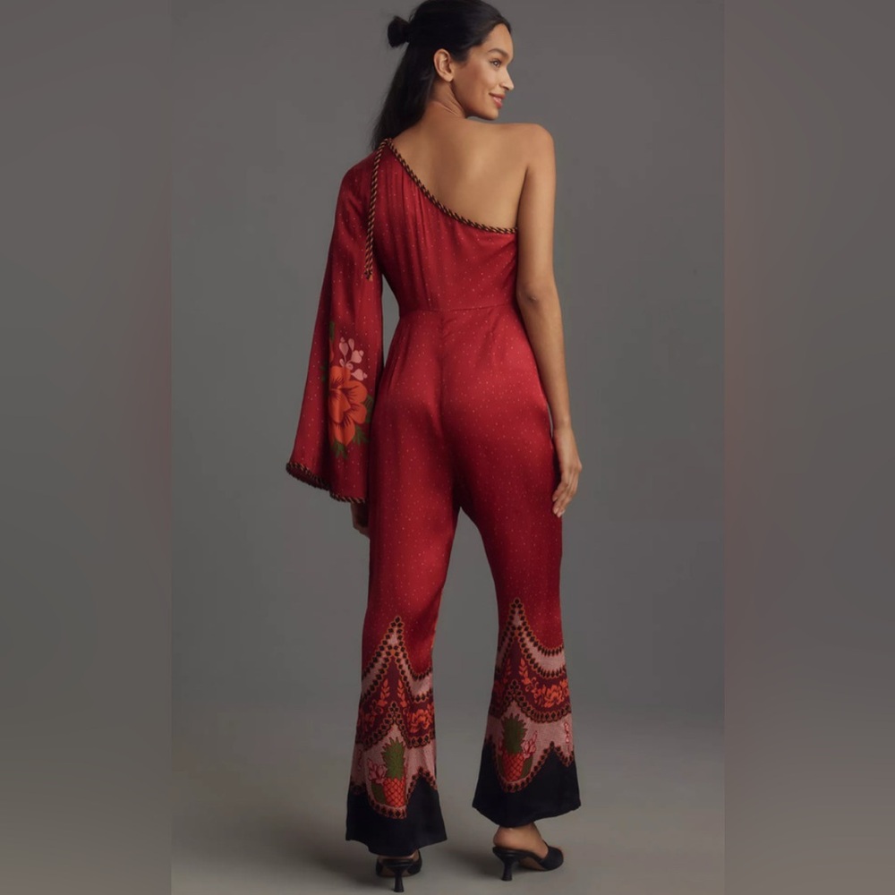 FARM Rio Red Floral One-Shoulder Jumpsuit - Picture 7 of 8
